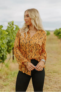Snake Charmer Button-Up Blouse