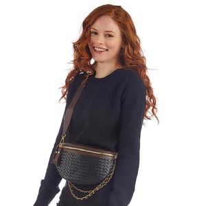 Black Woven Sling Bag