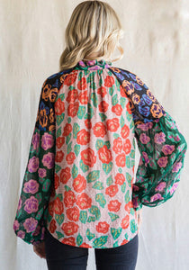 Blush Mix Floral Print Blouse