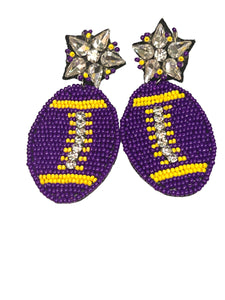 Purple & Yellow Beaded Earrings