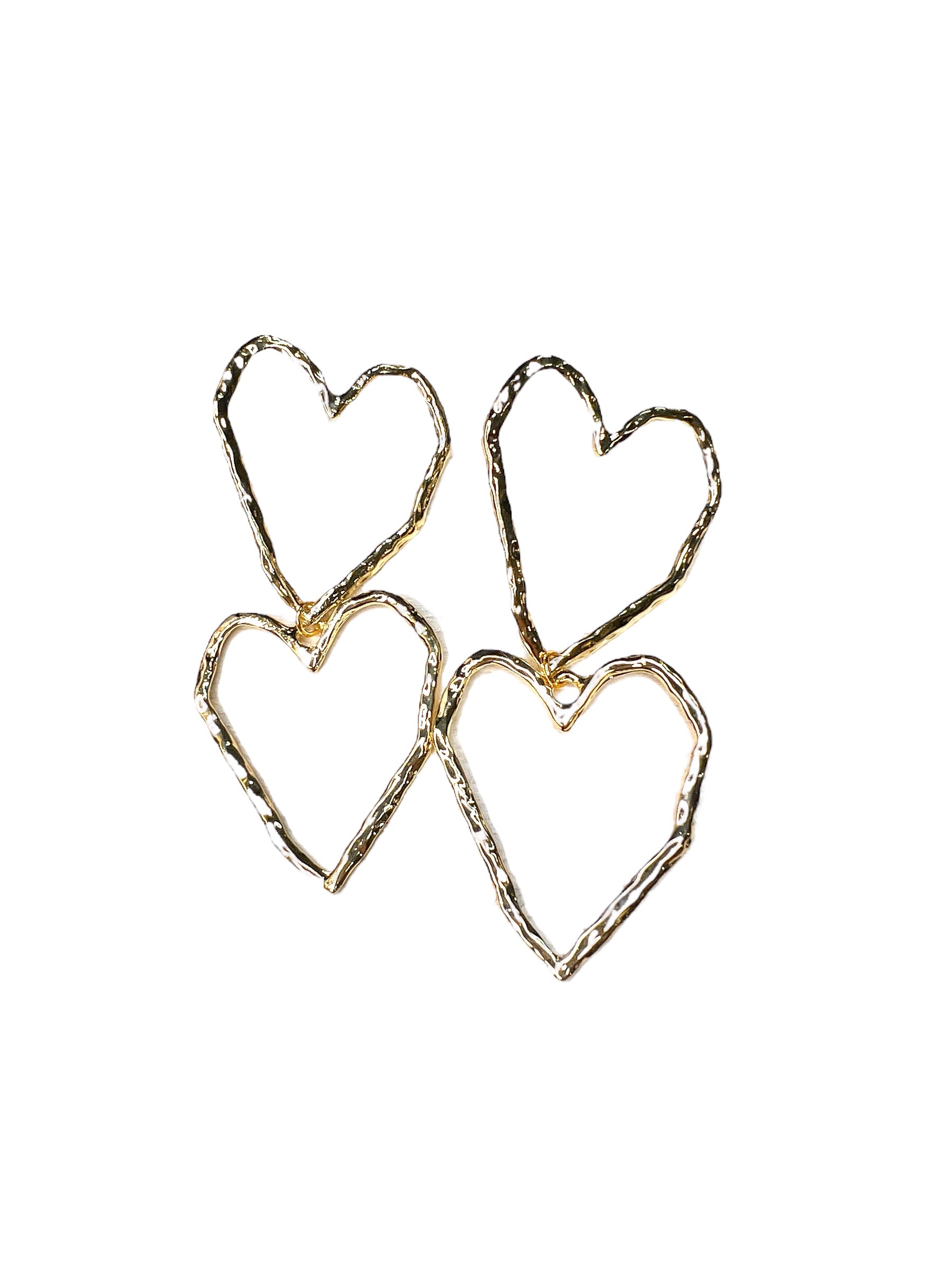 Gold Double Heart Earrings