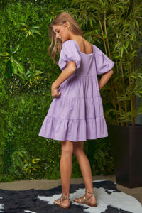 Lavender Puff Tiered Dress