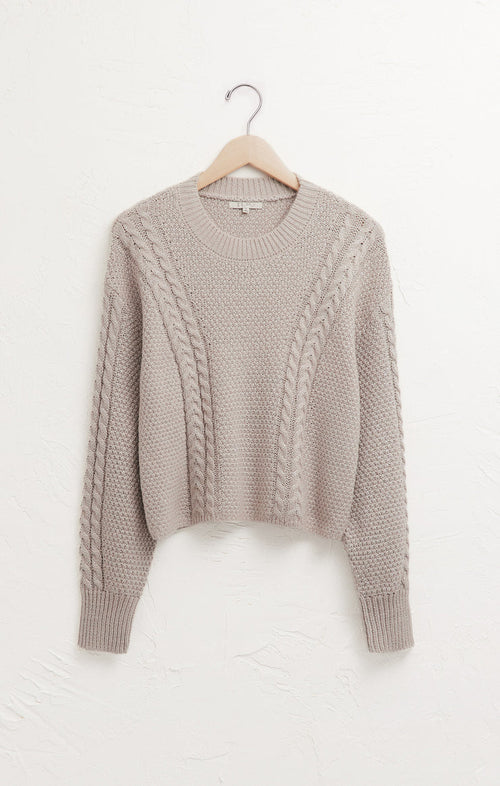 Eternal Metallic Cable Sweater in Dove