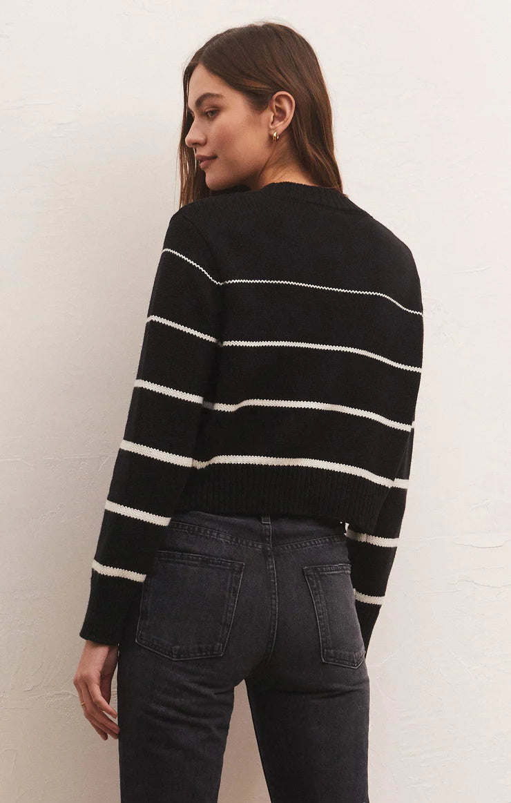 Black Crop Stripe Sweater