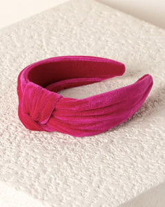 Magenta Knotted Velvet Headband
