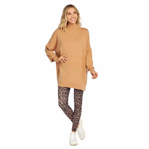 Tan Rivers Mock Neck Sweater