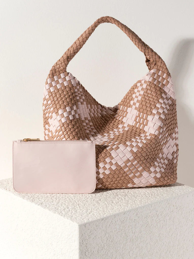 Light Pink & Tan Plaid Hobo