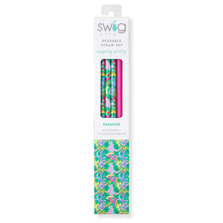 Paradise + Pink Reusable Straw Set