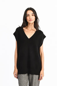 Black V-Neck Knit Sweater Vest