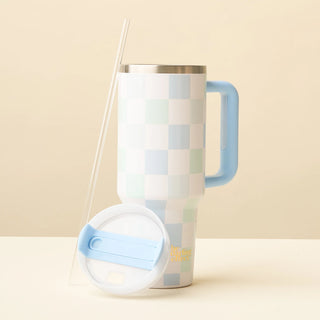 40 oz Take Me Everywhere Tumbler Blue Check