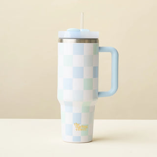 40 oz Take Me Everywhere Tumbler Blue Check