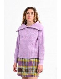 Mauve Zip Turtleneck Sweater