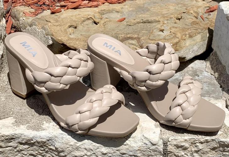 Cream Double Braided Block Heel