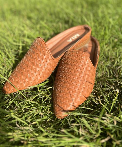 Woven Saddle Brown Mule
