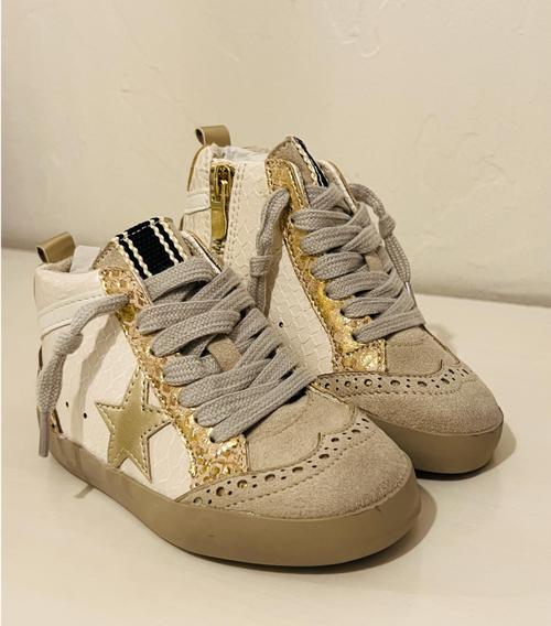 Gold Snake Retro High-Top Toddler Sneakers