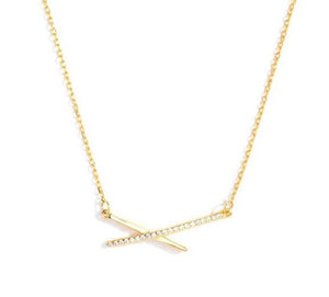 Gold Delicate Pave Criss Cross Necklace