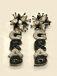 GRAD Gold & Blk Beaded Earrings