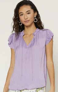 Lavender Pleated Sleeveless Blouse