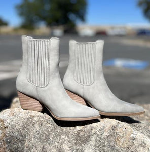 Grey Mid-Rise Pointy Bootie