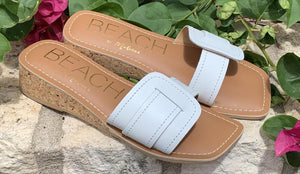 White Leather Cork Slide