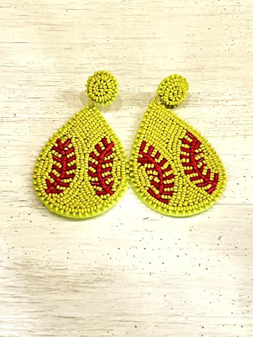 Softball Beaded Earrings