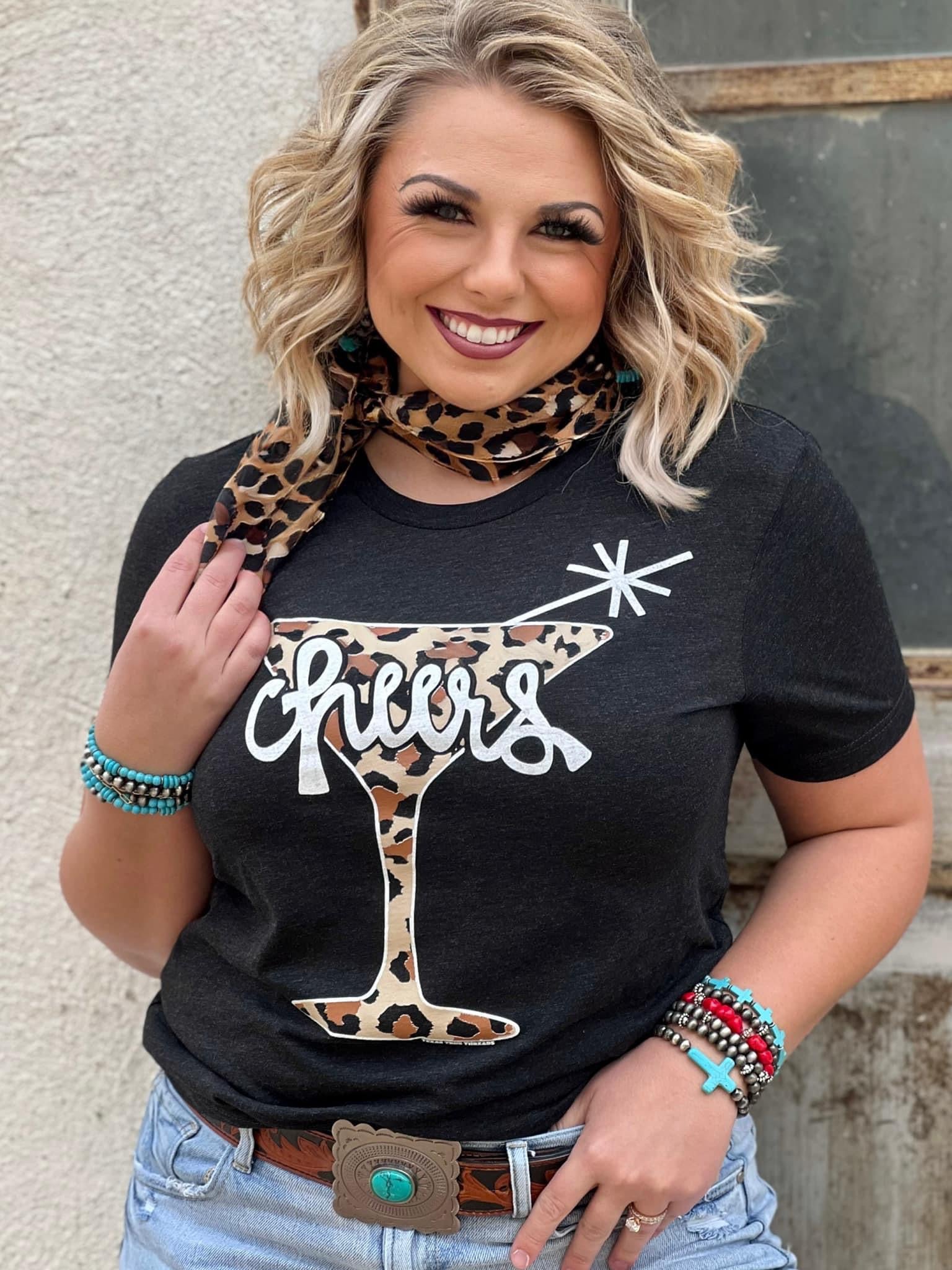 Cheers Leopard Martini T-Shirt