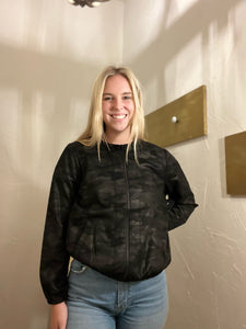Black Camo Collarless Jacket