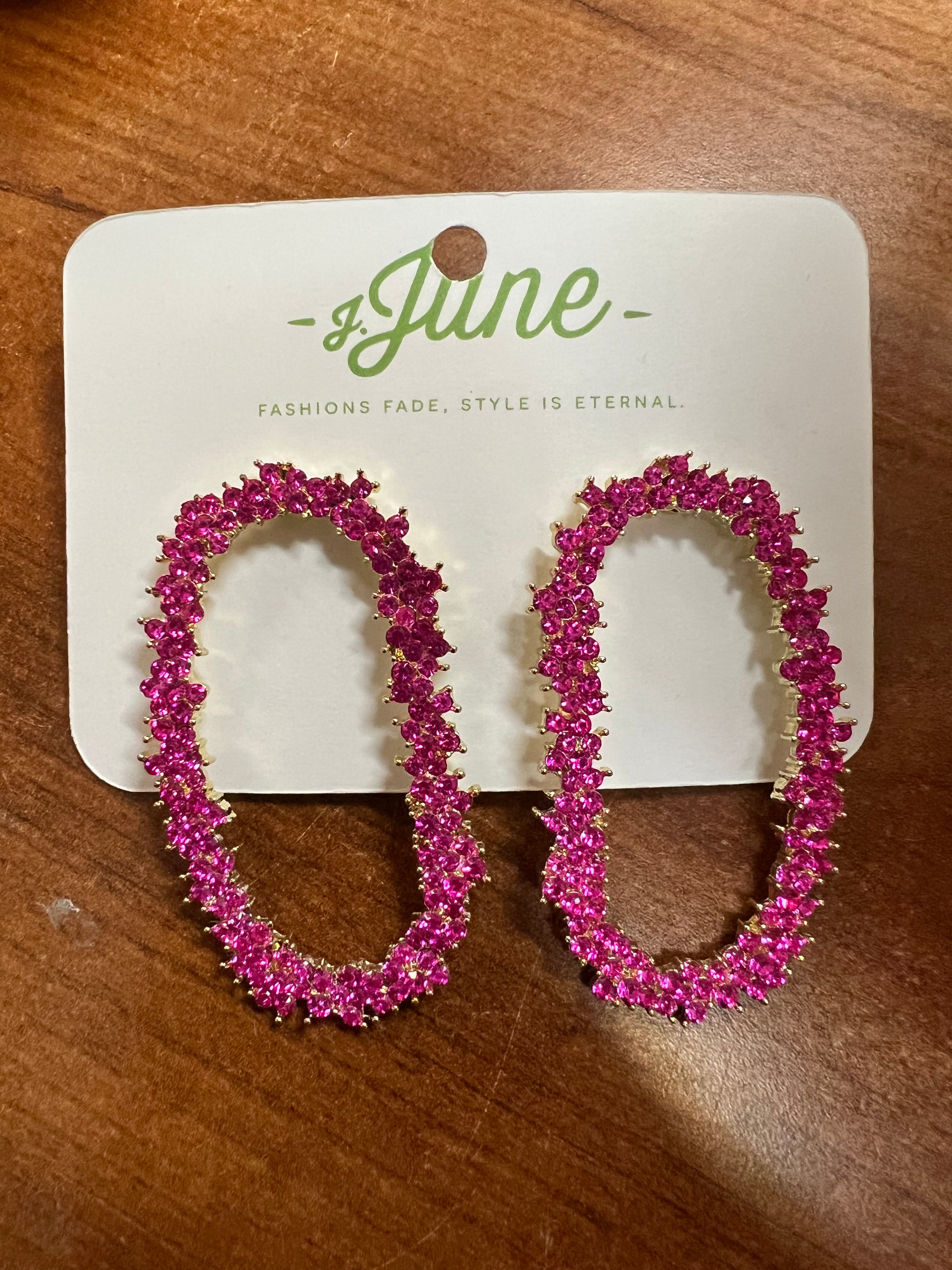Hot Pink Crystal Garland Earrings